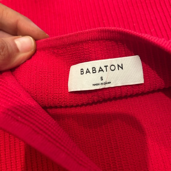 Babaton Bright Red Ribbed Square-Neck Crop Top - Picture 3 of 3